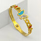 Luxury 18K Gold Plated Butterfly Charm Anti-Tarnish Bangle – Elegant Enamel & Crystal Accent Bracelet RGB410