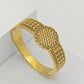 Bold 18K Gold-Plated Chunky Bracelet – Anti-Tarnish Stainless Steel with Intricate Engraved Design RGB415