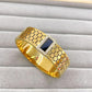 Luxury 18K Gold-Plated Black Gem Gala Cuff Bracelet – Anti-Tarnish Stainless Steel with Crystal Accents RGB421
