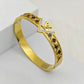Luxury 18K Gold-Plated LV-Inspired Bracelet – Anti-Tarnish Stainless Steel Bangle with Crystal Accents & Floral Cutout Design RGB422