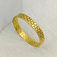 Luxury 18K Gold-Plated Geometric Cutout Bracelet – Anti-Tarnish Stainless Steel Bangle with Modern Engraved Design RGB424
