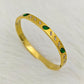 Luxury 22K Gold-Plated Emerald CZ Bracelet – Anti-Tarnish Stainless Steel Bangle with Sparkling Crystal Accents RGB434