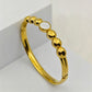 Luxury 22K Gold-Plated Beaded Bracelet – Anti-Tarnish Stainless Steel Bangle with Mother of Pearl Accent RGB442