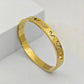 Luxury 22K Gold-Plated Heart Cutout Bracelet – Anti-Tarnish Stainless Steel Bangle with CZ Accents RGB448