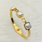 18K Gold Plated Anti-Tarnish Pearl Bangle for Women – Elegant Statement Bracelet with Modern Link Design RGB488