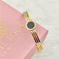 8K Gold Plated Anti-Tarnish Black Enamel Roman Numeral Bangle for Women – Sleek Statement Bracelet for Daily Wear RGB489