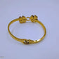 18K Gold Plated Anti-Tarnish Double Clover Bangle for Women – Elegant Black & White Enamel Heart Charm Bracelet RGB492