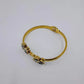 18K Gold Plated Anti-Tarnish Double Clover Bangle for Women – Elegant Black & White Enamel Heart Charm Bracelet RGB492