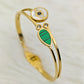 18K Gold Plated Anti-Tarnish Green & White Enamel Bangle – Elegant Statement Bracelet for Women | Daily Wear & Party-Ready Jewelry RGB493