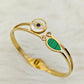 18K Gold Plated Anti-Tarnish Green & White Enamel Bangle – Elegant Statement Bracelet for Women | Daily Wear & Party-Ready Jewelry RGB493