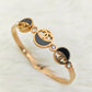 18K Rose Gold Plated Anti-Tarnish Designer Kada – Elegant Black Enamel & Crystal Statement Bangle for Women RGB499