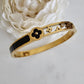 18K Gold Plated Anti-Tarnish Black Enamel & Crystal Clover Bangle – Elegant Designer Bracelet for Women RGB504