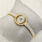 Luxurious 18K Gold Plated Anti-Tarnish Bangle with Chanel Engraving and Crystal Accents RGB247