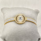 Luxurious 18K Gold Plated Anti-Tarnish Bangle with Chanel Engraving and Crystal Accents RGB247