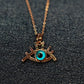 18K Rose Gold Plated Fusion Stone Studded Evil Eye Anti Tarnish Chain Pendant Necklace RGCP104