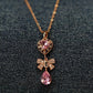 18K Rose Gold Plated Pink Stone Studded   Anti Tarnish Butterfly Pendant Necklace RGCP105