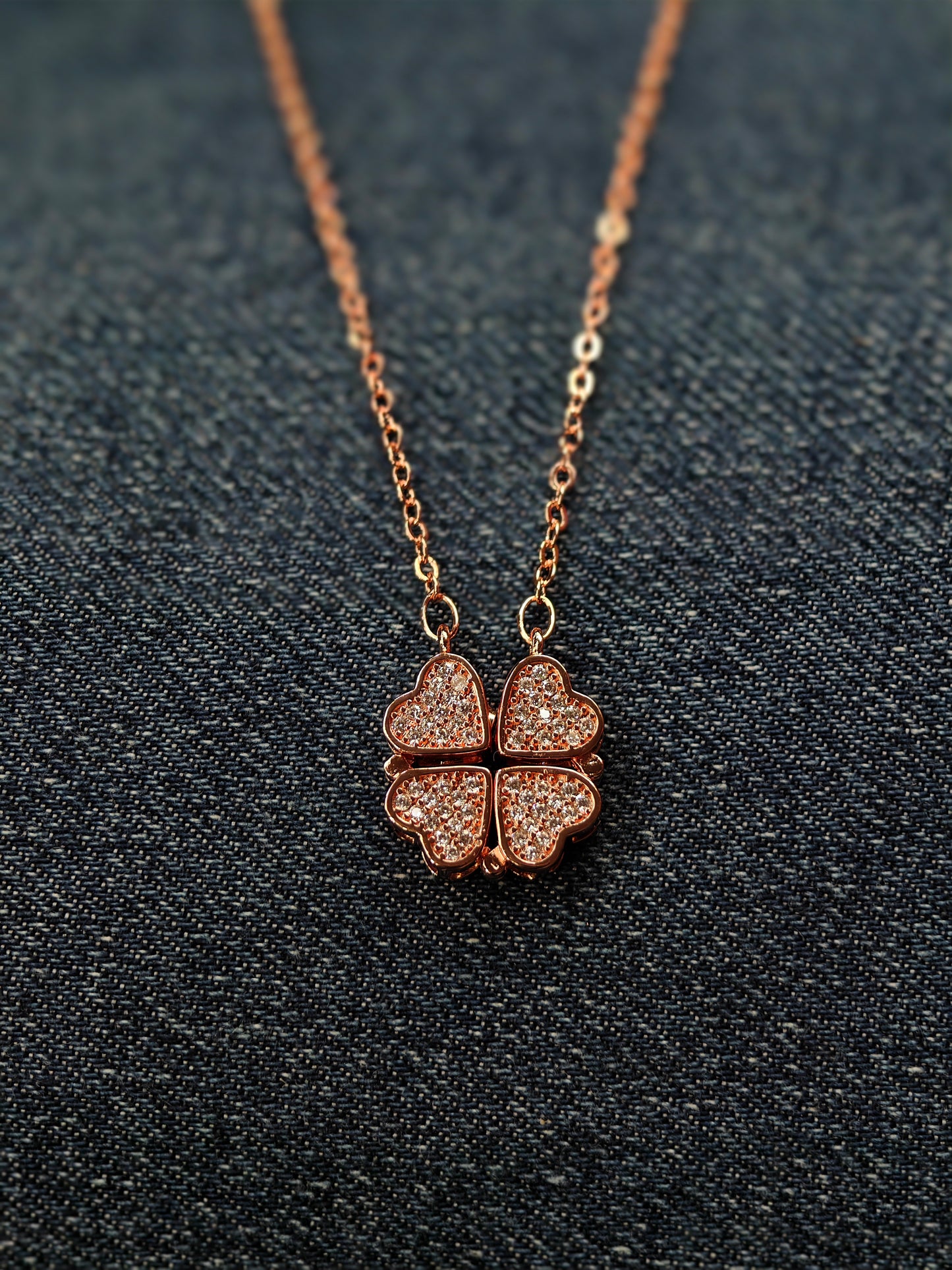 18K Rose Gold Plated Necklace with Clover Pendant RGCP112