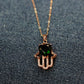 18K Rose Gold  Plated Premium Green Stone Anti Tarnish Chain Pendant Necklace RGCP120