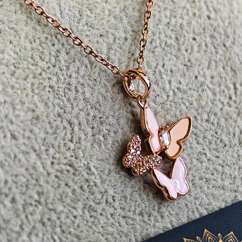 18K Rose Gold Plated Kaleidoscope Anti Tarnish Pendant Necklace RGCP124