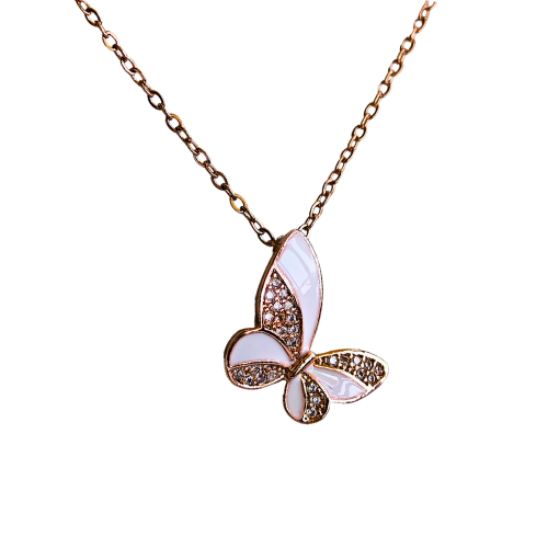 Dazzling Butterfly Anti Tarnish 18 K Rose Gold Plated Pendant Necklace Rose Gold RGCP126