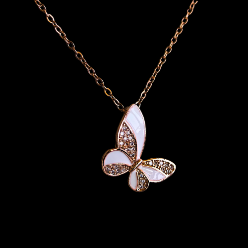 Dazzling Butterfly Anti Tarnish 18 K Rose Gold Plated Pendant Necklace Rose Gold RGCP126