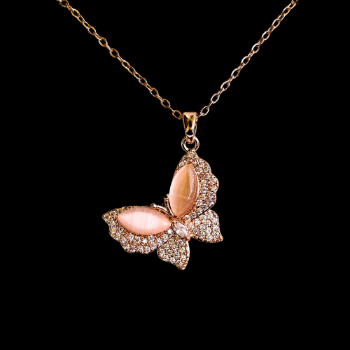 Anti Tarnish 18K Rose Gold Plated Butterfly Pendant Necklace RGCP127