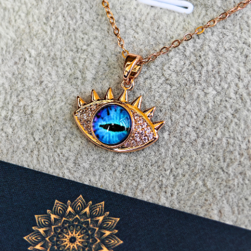 18K  Rose Gold Plated Evil Eye Anti Tarnish Chain Pendant Necklace RGCP130