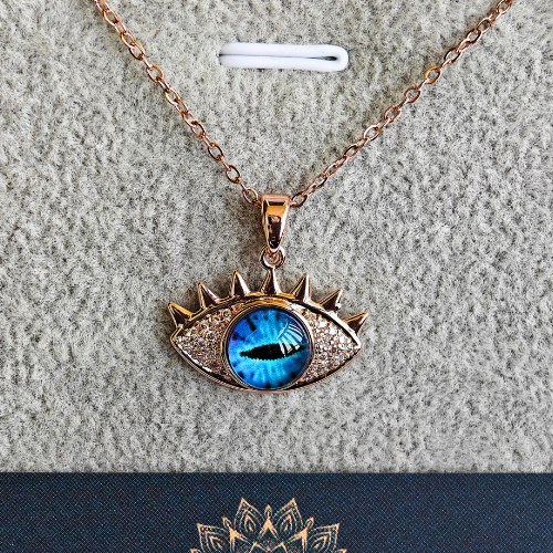 18K  Rose Gold Plated Evil Eye Anti Tarnish Chain Pendant Necklace RGCP130