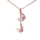 18K Rose Gold Plated Love Butterflies Anti Tarnish Pendant Necklace Rose Gold RGCP141