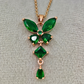 18K Rose Gold Plated Green Crystals Anti Tarnish Chain Pendant Necklace RGCP144