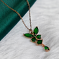 18K Rose Gold Plated Green Crystals Anti Tarnish Chain Pendant Necklace RGCP144