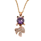 18K Rose Gold Plated Stainless Steel Purple Doll Chain Anti Tarnish Pendant RGCP145