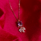 18K Rose Gold Plated Stainless Steel Purple Doll Chain Anti Tarnish Pendant RGCP145