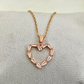 White Crystal Heart Anti Tarnish Pendant Necklace Rose Gold RGCP146