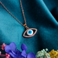 Anti Tarnish Blue Eye 18K Rose Gold Plated Chain Pendant Necklace RGCP 147