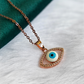 Anti Tarnish Blue Eye 18K Rose Gold Plated Chain Pendant Necklace RGCP 147