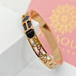 Hermes Engraved 18K Gold Plated Initial Bangle with Black Enamel and Crystal Details – Sophisticated and Stylish RGB288