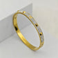 Luxury 22K Gold-Plated Pyramid CZ Bracelet – Anti-Tarnish Stainless Steel Bangle with Studded Crystal Accents RGB452