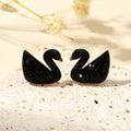 Black Swan Stud Earrings for Women | Shining Crystal Swan Earrings | Elegant Anti-Tarnish Party Wear Studs