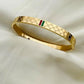 Luxury 18K Yellow Gold Plated Anti-Tarnish Designer Bangle – Iconic Red & Green Accent for Men & Women RGB481