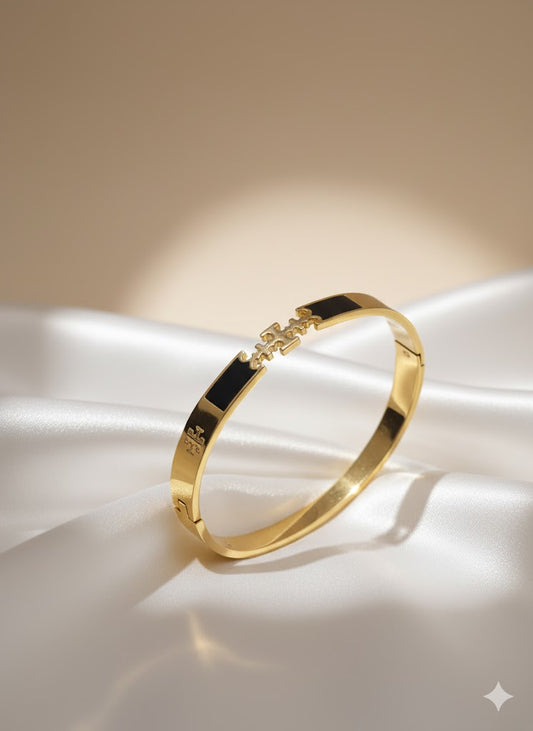 18K Gold Plated Troy Engraved Anti-Tarnish Puzzle Charm Bracelet | Stainless Steel Unisex Bangle