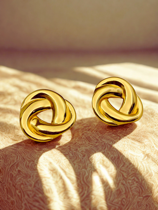 Classic 18K Gold Plated Knot Stud Earrings – Elegant Style