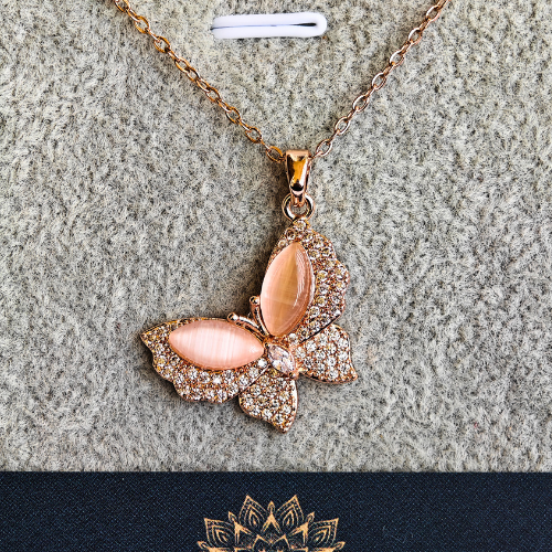 Anti Tarnish 18K Rose Gold Plated Butterfly Pendant Necklace RGCP127