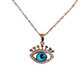 Anti Tarnish Evil Eye Pendant Necklace Rose Gold Stainless Steel RGCP135