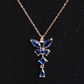 Blue Crystals Anti Tarnish 18K Rose Gold Plated Chain Pendant Necklace RGCP137