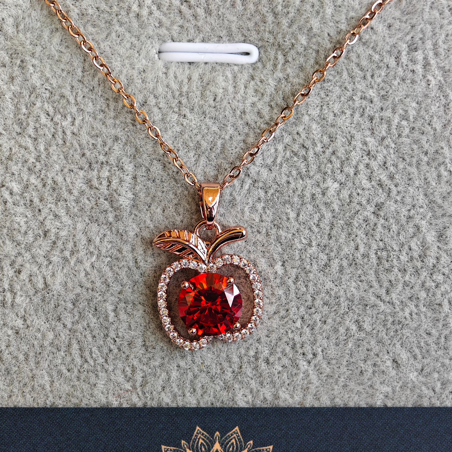 Rose Gold Plated Anti Tarnish Red Apple Anti Tarnish Pendant Necklace RGCP138