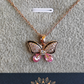 Pink Crystal Butterfly Anti Tarnish Pendant Necklace Rose Gold RGCP140