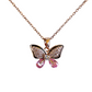 Pink Crystal Butterfly Anti Tarnish Pendant Necklace Rose Gold RGCP140