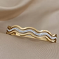 Waves of Elegance Aura 27™ Gold Cuff Bracelet for Women – Wave Design| Anti-Tarnish Demifine Bangle - The Soul Jewellery