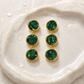 Emerald Green Marble-Effect Triple Drop Earrings for Women – Gold-Tone Long Statement Dangle
